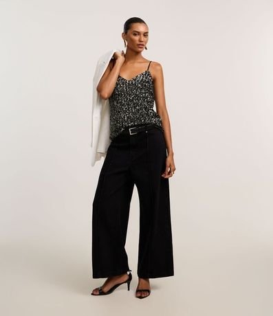 Blusa de  con Lentejuelas Metalizados y Escote V 5