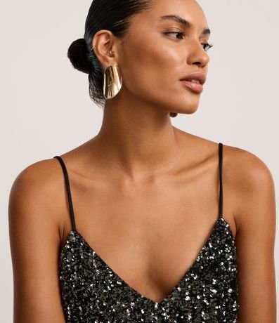 Blusa de  con Lentejuelas Metalizados y Escote V 7