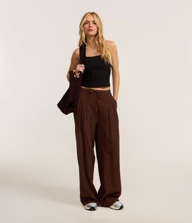 Pantalón Wide Leg Sastre con Lazo