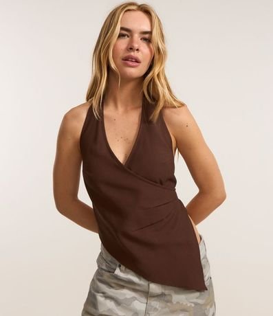 Blusa Frente Única Traspasada con Punta Asimétrica 1