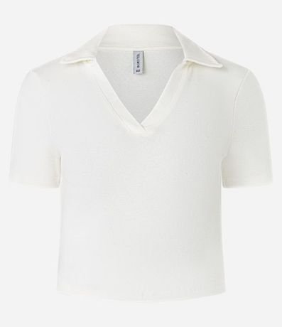 Blusa en Rib con Cuello Polo y Manga Corta 5