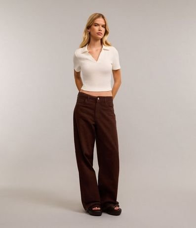 Blusa en Rib con Cuello Polo y Manga Corta 2