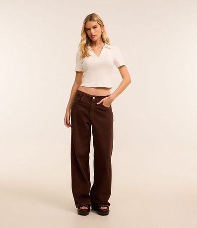 Blusa en Rib con Cuello Polo y Manga Corta 4