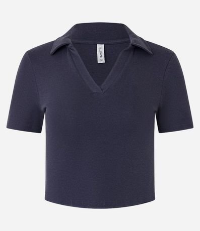 Blusa en Rib con Cuello Polo y Manga Corta 1