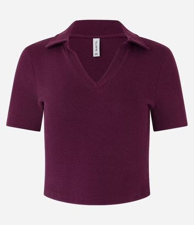 Blusa en Rib con Cuello Polo y Manga Corta 4