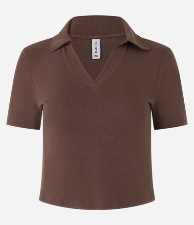 Blusa en Rib con Cuello Polo y Manga Corta 5