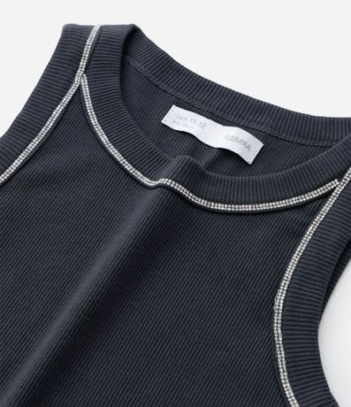 Remera Musculosa Infantil en Rib con Sisa Americana y Aplicación de Brillos - Talle 5 a 14 años 4