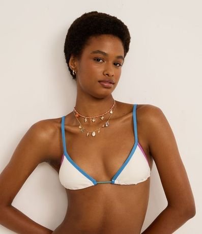 Bikini Top Triangular Fruncido en Microfibra con Vieses Contrastantes 2