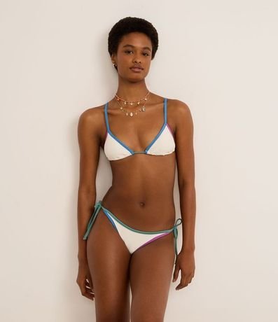 Bikini Top Triangular Fruncido en Microfibra con Vieses Contrastantes 3