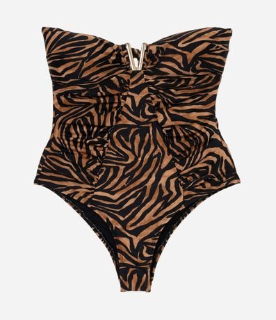 Malla Bandeau con Estampa Animal Print Zebrado y Breteles Removíbles 5