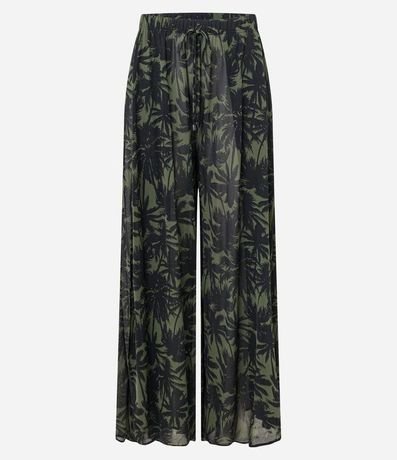 Salida de Playa Pantalón en Crepé con Estampa de Palmeras 5