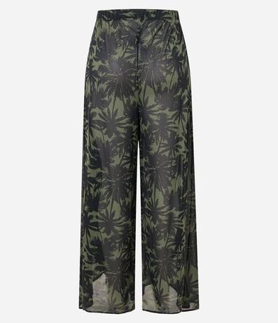 Salida de Playa Pantalón en Crepé con Estampa de Palmeras 6