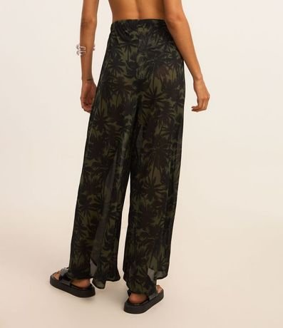 Salida de Playa Pantalón en Crepé con Estampa de Palmeras 4