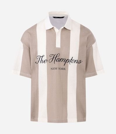 Remera Polo Oversized en Punto Rayada con Bordado The Hamptons 1