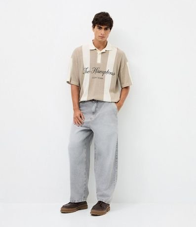Remera Polo Oversized en Punto Rayada con Bordado The Hamptons 2
