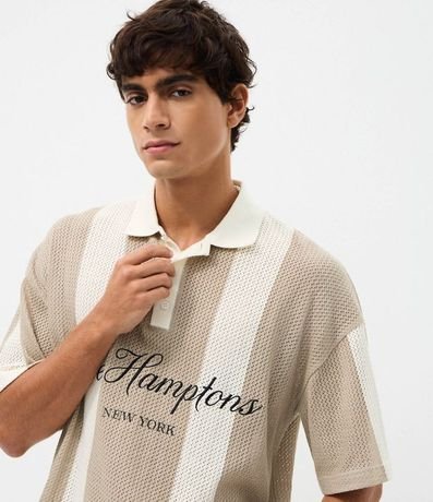 Remera Polo Oversized en Punto Rayada con Bordado The Hamptons 4