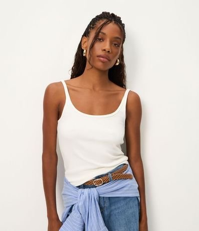 Blusa Acanalada en Rib con Escote U y Bretel Fino