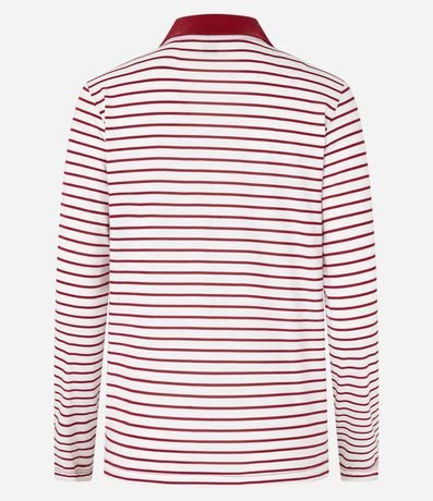 Blusa Rayada en Algodón con Cuello Polo y Bordado Cereza 7