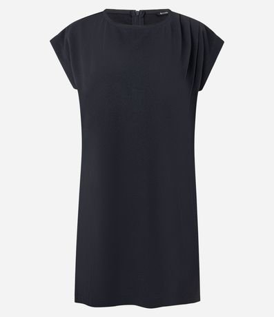 Vestido Corto en Crepé con Pliegue en el Hombro 6
