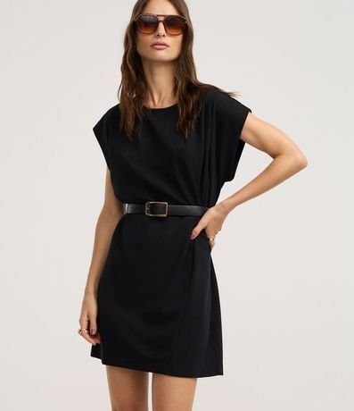 Vestido Corto en Crepé con Pliegue en el Hombro 2