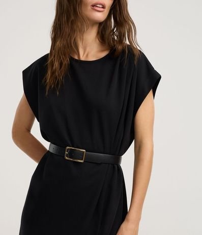 Vestido Corto en Crepé con Pliegue en el Hombro 4