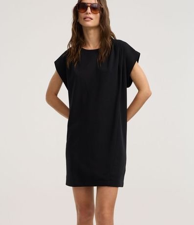 Vestido Corto en Crepé con Pliegue en el Hombro 5