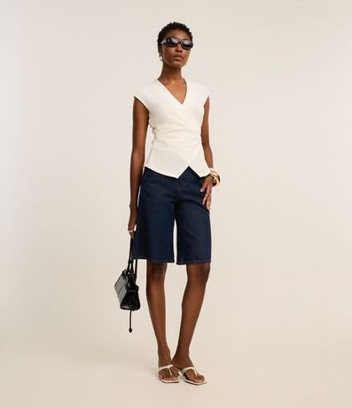 Bermuda Jorts en Jeans Raw con Cintura Sastre