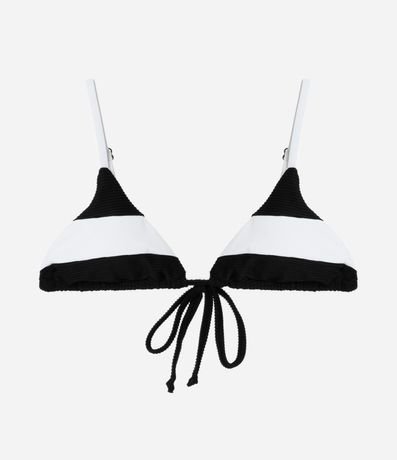 Bikini Top Triangular Fruncido en Microfibra Acanalada Bicolor 4