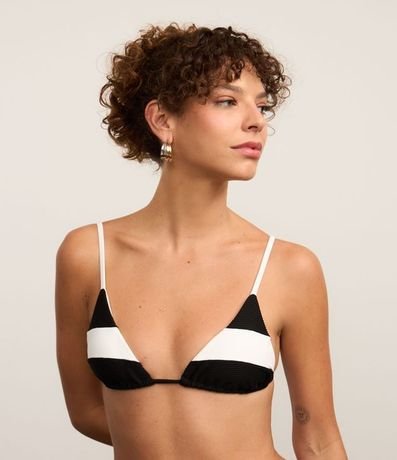 Bikini Top Triangular Fruncido en Microfibra Acanalada Bicolor