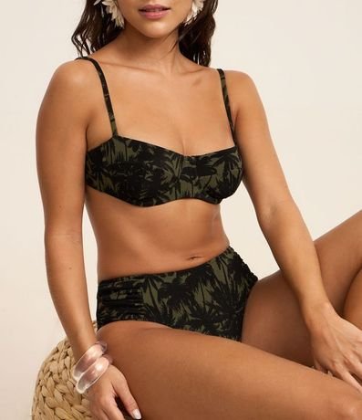 Bikini Top Media Taza en Microfibra con Estampa de Follaje
