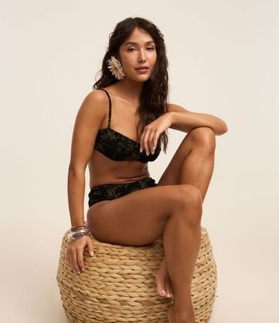 Bikini Top Media Taza en Microfibra con Estampa de Follaje 3