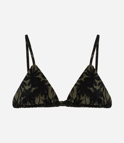 Bikini Top Triangular Fruncido en Microfibra con Estampa de Follaje 4