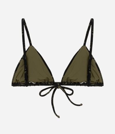 Bikini Top Triangular Fruncido en Microfibra con Estampa de Follaje 5
