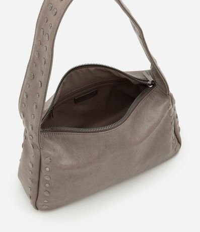 Cartera Baguette en PU Desteñido con Bretel Ancho y Tachas 5