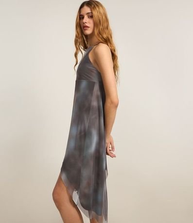 Vestido Corto en Tule con Escote Halter y Estampa Manchada 4