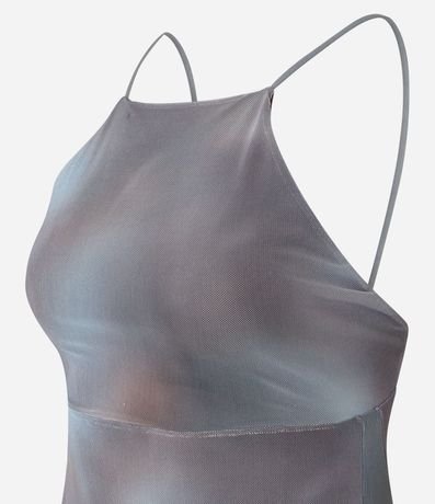 Vestido Corto en Tule con Escote Halter y Estampa Manchada 6