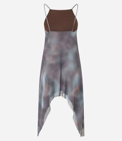 Vestido Corto en Tule con Escote Halter y Estampa Manchada 8