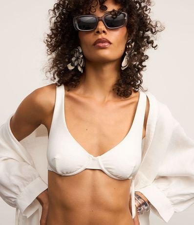 Bikini Top Media Taza Alargado en Microfibra Acanalada
