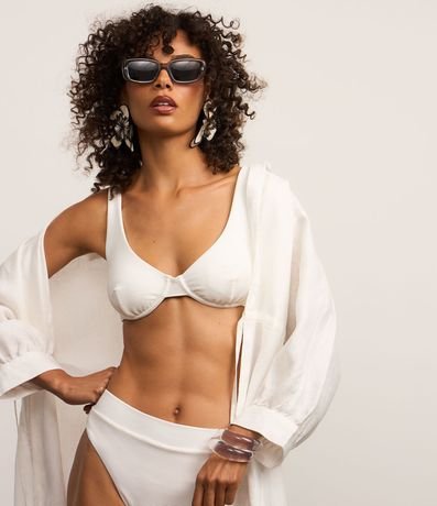 Bikini Top Media Taza Alargado en Microfibra Acanalada 2