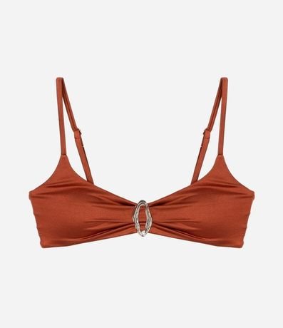 Bikini Top Triangulo Fijo en Microfibra Brillante con Adornos de Metal 5