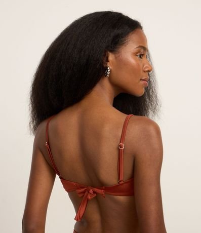 Bikini Top Triangulo Fijo en Microfibra Brillante con Adornos de Metal 4