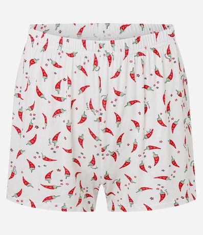 Pijama Short Doll en Rib con Encaje y Short Estampado de Mini Pimientos 7