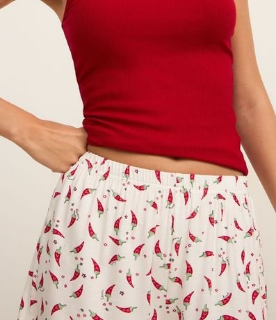 Pijama Short Doll en Rib con Encaje y Short Estampado de Mini Pimientos 3