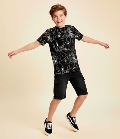 Remera Infantil con Estampa Telas de Araña - Tam  5 a 14 años