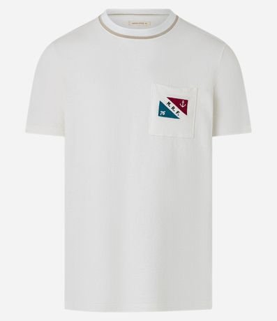 Remera en Algodón con Estampa Náutico en Bolsillo y Lettering M.R.F 7