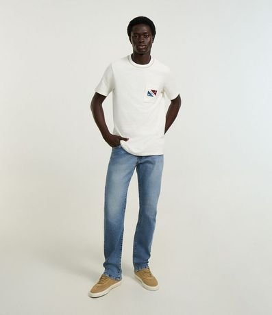 Remera en Algodón con Estampa Náutico en Bolsillo y Lettering M.R.F 2