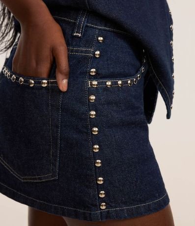 Pollera mini en Jeans Raw con Aplicación de Chinchetas 2