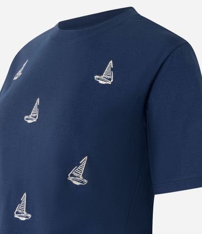 Blusa Slim en Algodón con Bordados de Barco de Vela 7