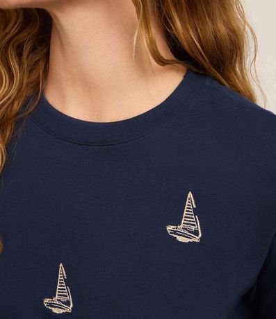 Blusa Slim en Algodón con Bordados de Barco de Vela 5