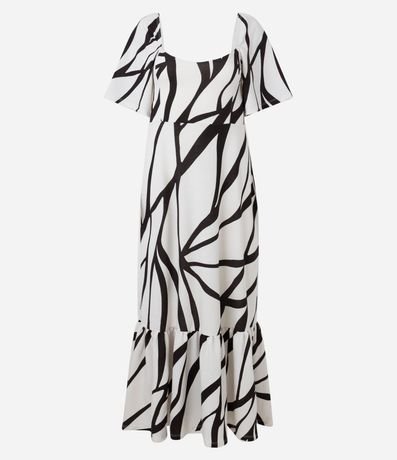 Vestido Godê Midi en Viscosa con Estampa Abstracta 6